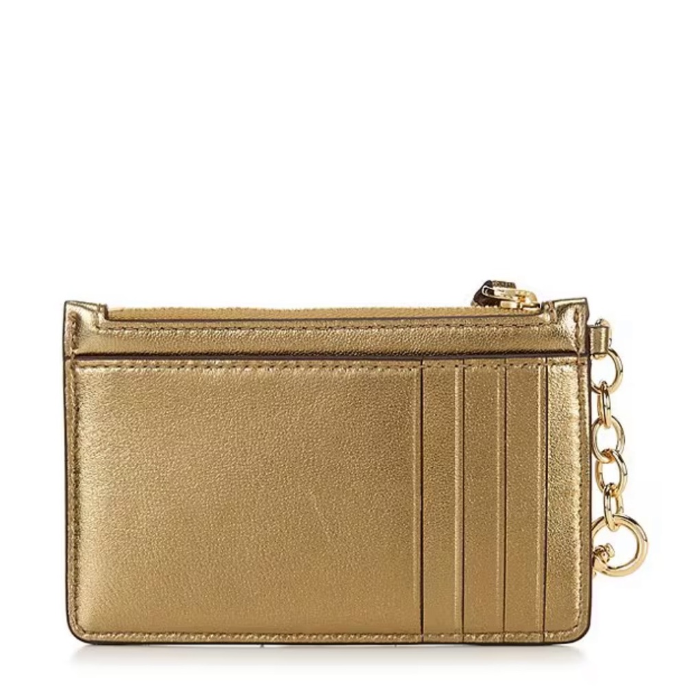 Lauren Ralph Lauren Metallic Nappa Leather Zip Card Case - Picture 2 of 3